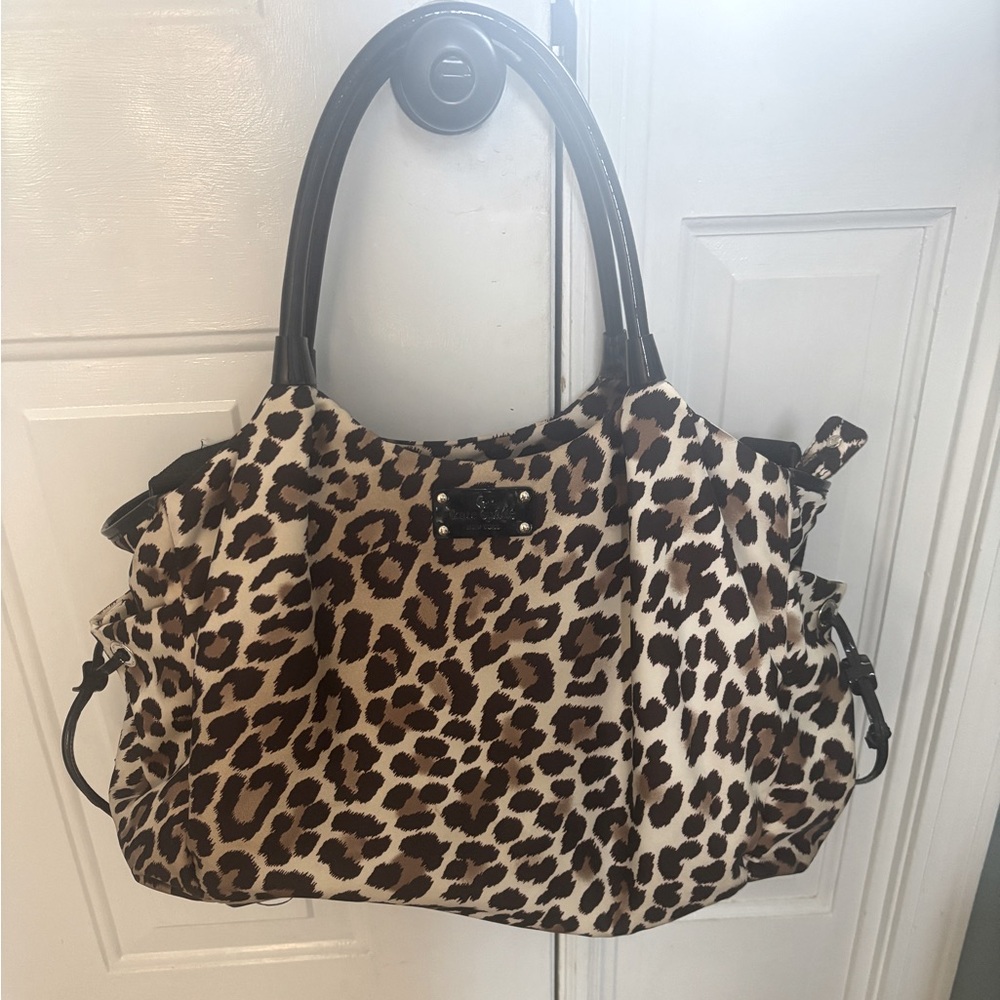 Kate Spade Stevie Nylon Leopard Print Diaper Tote Bag Large